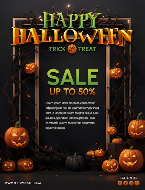 PSD happy halloween trick or treat verkaufsplakat