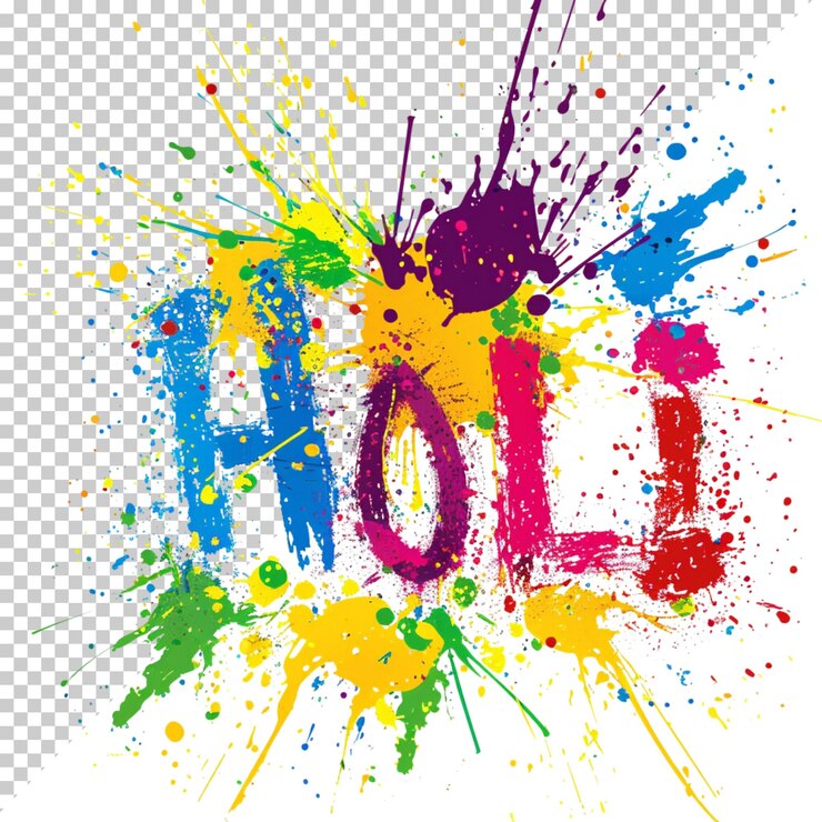 PSD happy holi isolato su uno sfondo trasparente