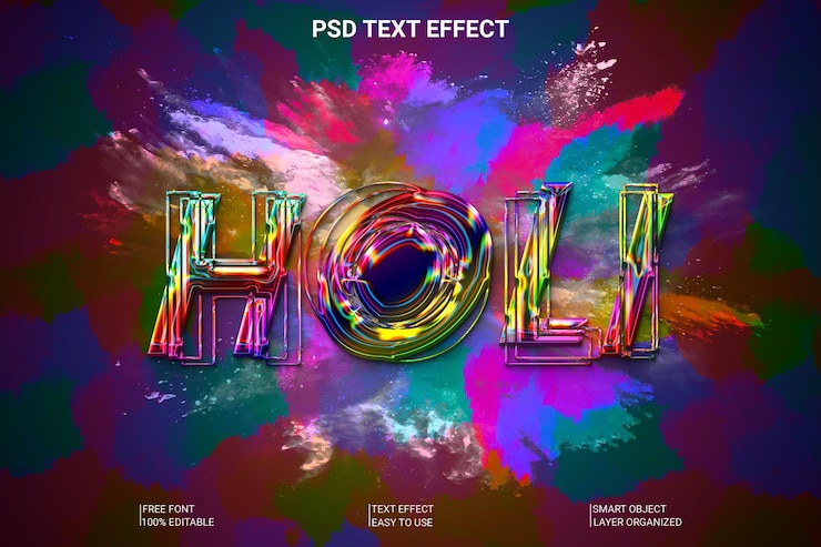 PSD happy holiday 3d text effect style