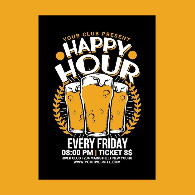 PSD happy-hour-bier-flyer