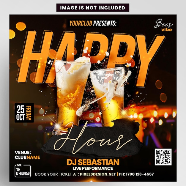 PSD happy hour party bier-veranstaltung instagram flyer