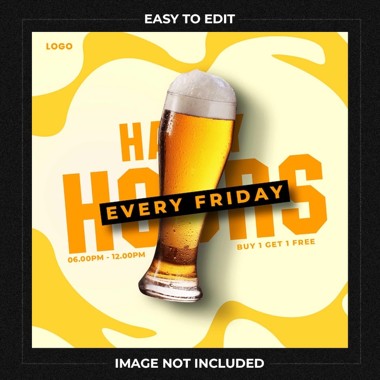 PSD happy hour per il post sui social media del cafe bar