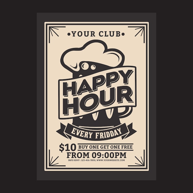 Happy Hour-Weinlese-Flyer