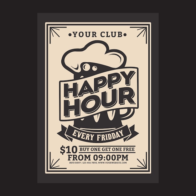 PSD happy hour-weinlese-flyer