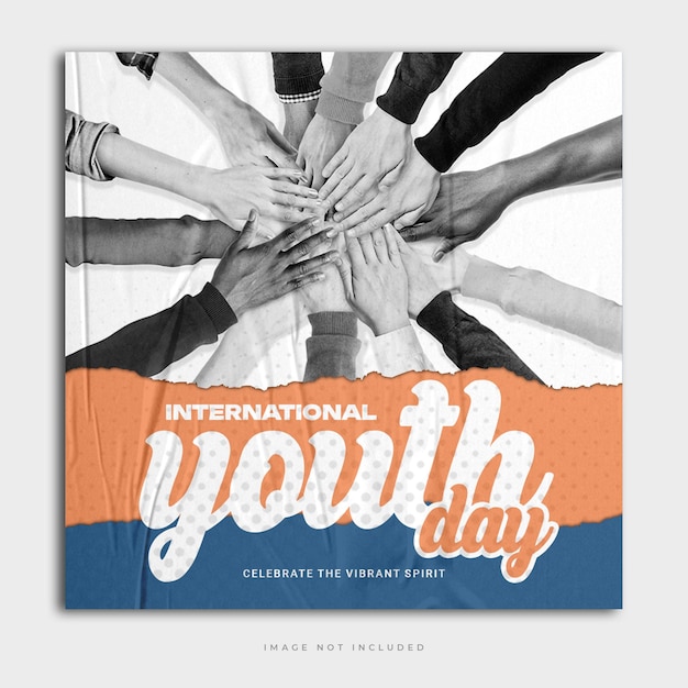 PSD happy international youth day instagram-social-media-design-banner-vorlage