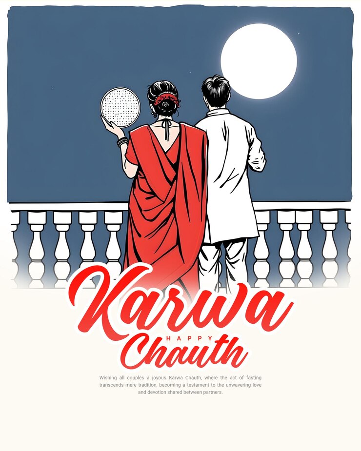 PSD happy karwa chauth and karva chauth for married women fasting social media post banner