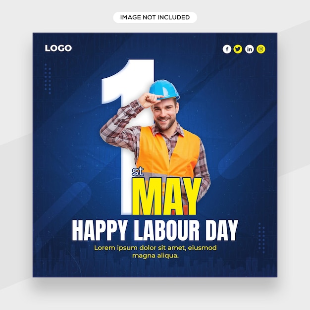 Happy labor day-bezogenes social-media-post-banner oder quadratische flyer-vorlage oder facebook-cover