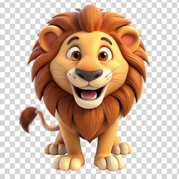 PSD happy lion 3d-stil isoliert auf durchsichtigem hintergrund