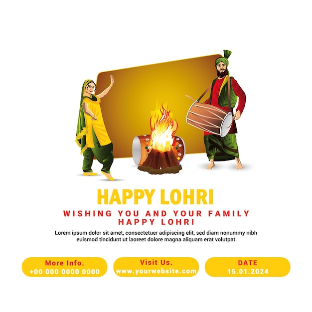 Happy lohri indian festival design post sui social media