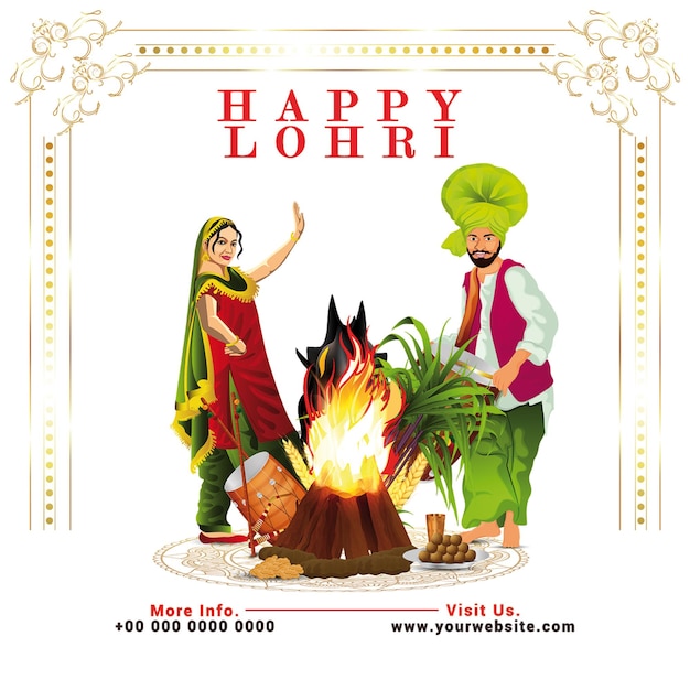 PSD happy lohri kreative entwurfsvorlage