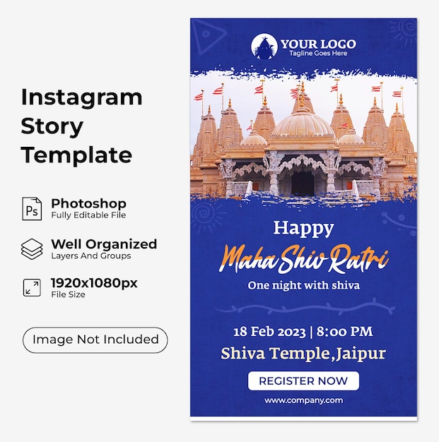 PSD happy maha shivratri festival story template design