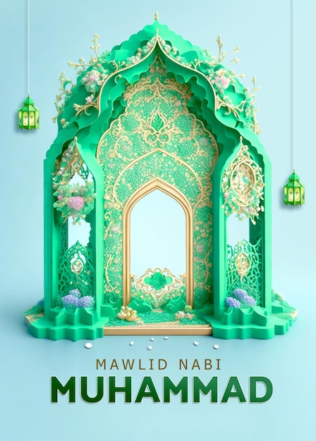 Happy mawlid al nabi soziale medien nach islamischem hintergrund