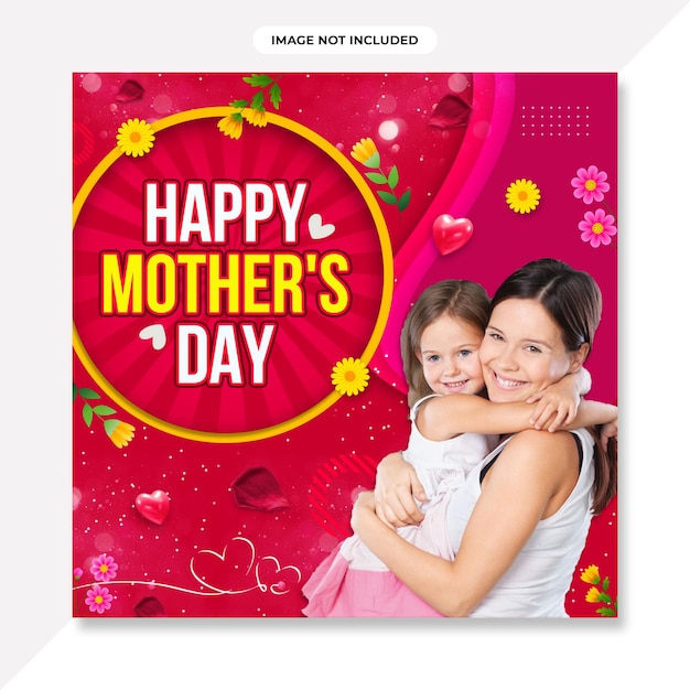 PSD happy mothers day event poster mit mutter und kind. mothers day banner oder hintergrunddesign.