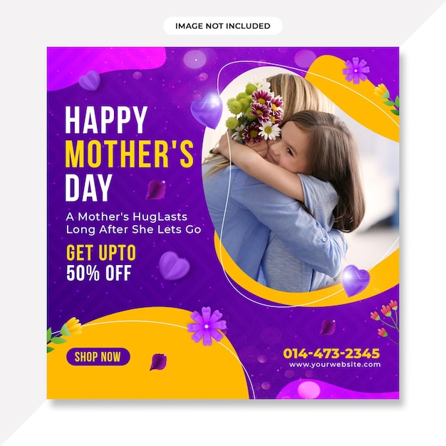 Happy mothers day event poster mit mutter und kind. muttertagsbanner oder hintergrunddesign