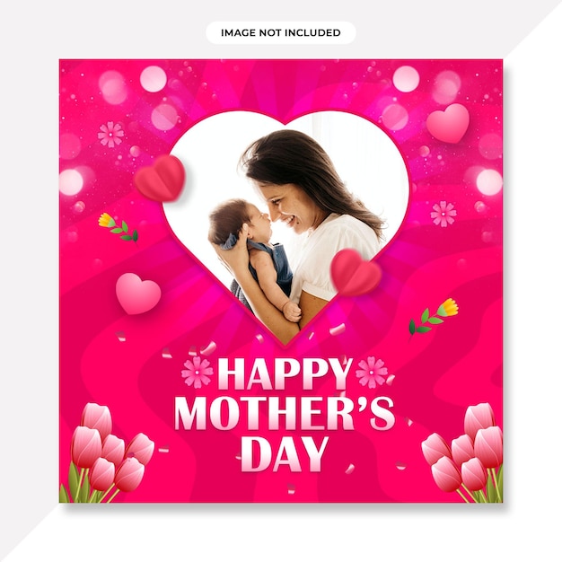 Happy mothers day event poster mit mutter und kind. muttertagsbanner oder hintergrunddesign