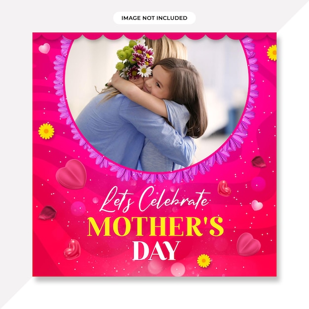 Happy mothers day event poster mit mutter und kind. muttertagsbanner oder hintergrunddesign