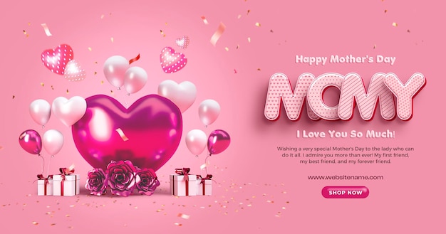 Happy Mothers Day Social Media Banner Design Vorlage mit bearbeitbarem Text-Effekt
