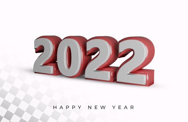 happy new year 2022 bold number high quality 3d text effect