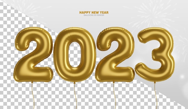 Happy New Year 2023 3D Metallic Balloons