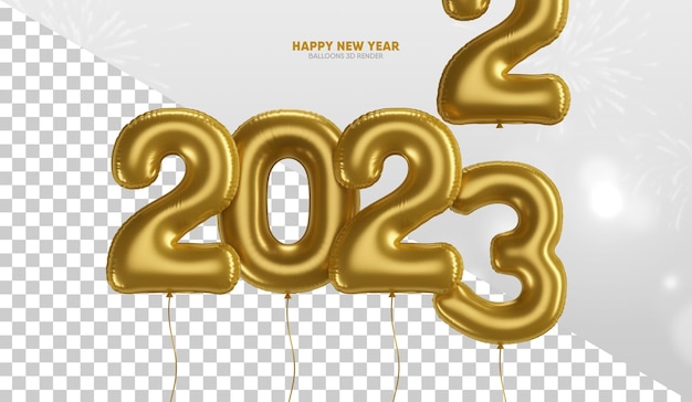 Happy New Year 2023 3D Metallic Balloons
