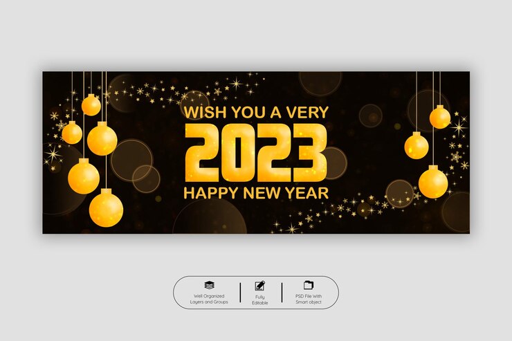 PSD happy new year 2023 facebook cover template