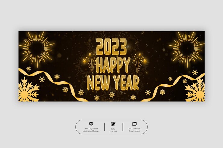 PSD happy new year 2023 facebook cover template
