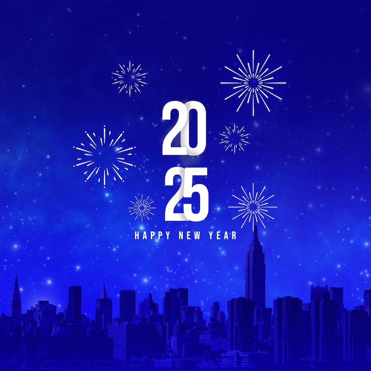 PSD happy new year 2025 blue background
