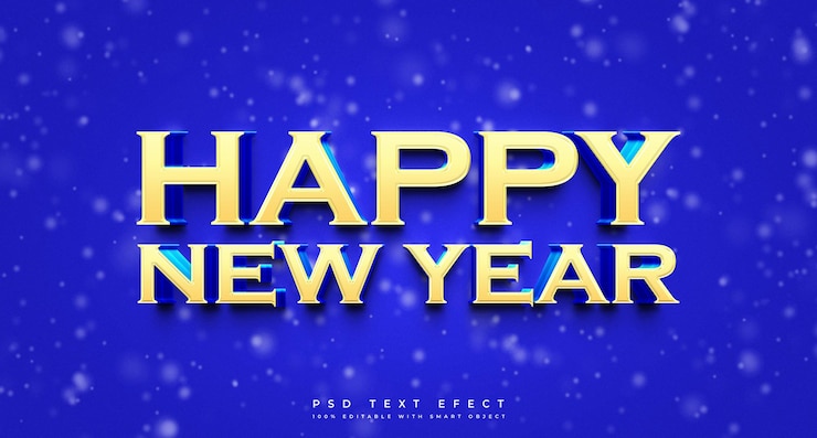 PSD happy new year 3d text effect
