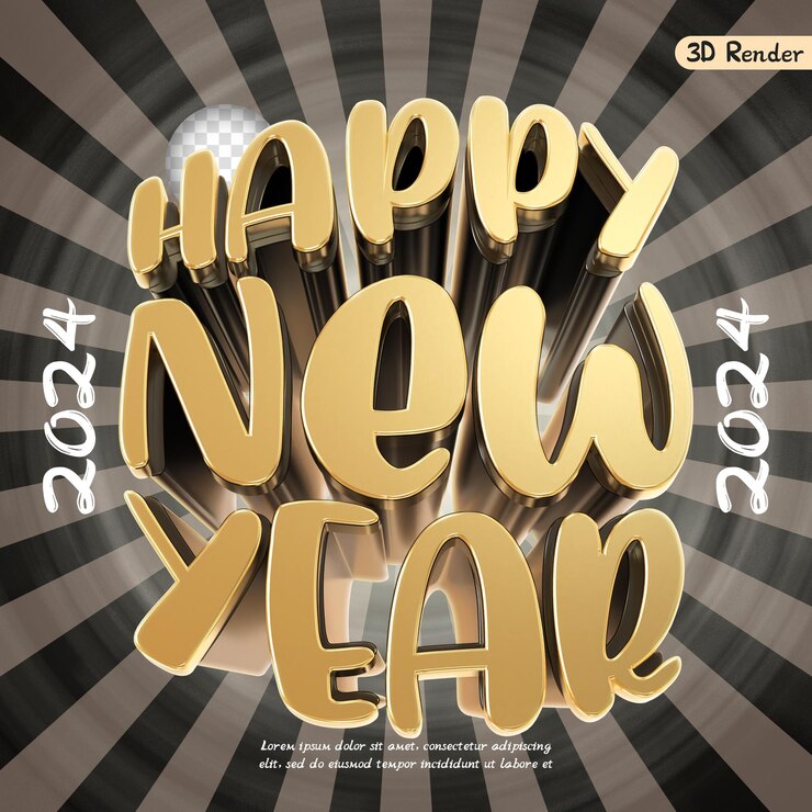 PSD happy new year 3d text