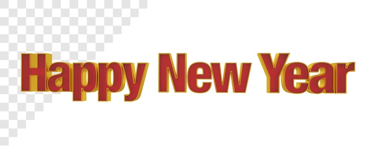 PSD happy new year gold text in 3d rendering isolated