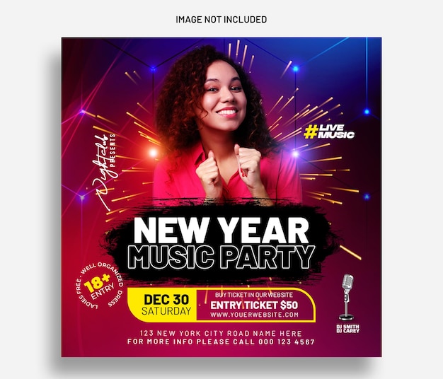 Happy new year night party celebration flyer oder web-banner-vorlage