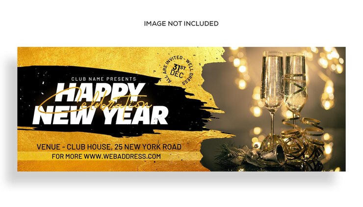 PSD happy new year or christmas party facebook cover and web banner template