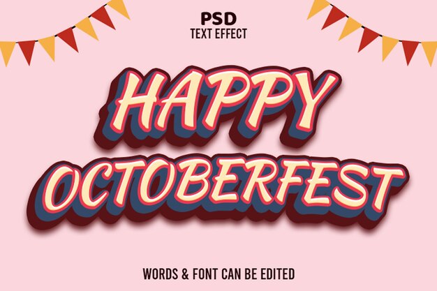 Happy october fest_effet de texte modifiable dessin animé en 3D