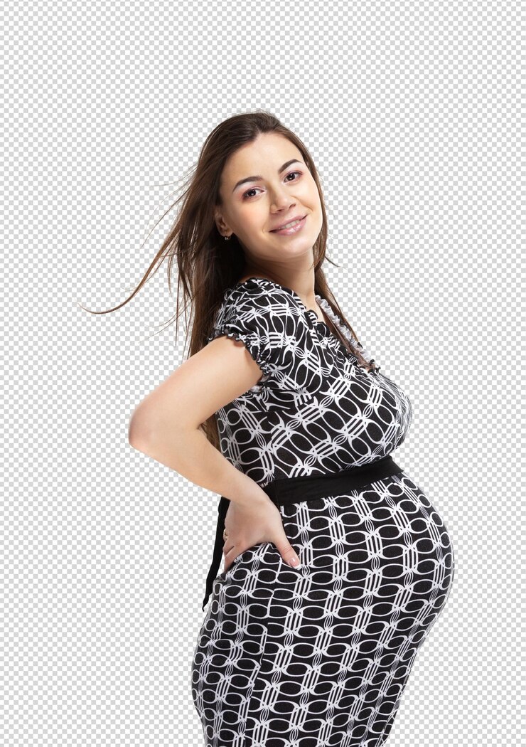 PSD happy pregnant woman posing