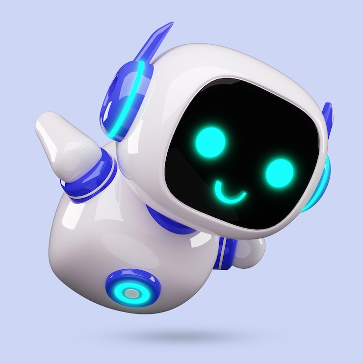 PSD happy robot 3d ai charakter chat bot maskot gpt chatbot ikone künstliche intelligenz