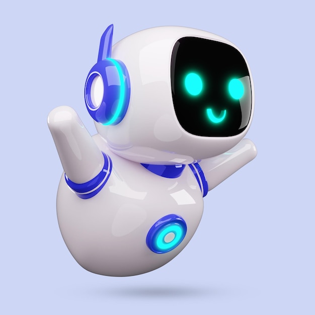 Happy robot 3d ai charakter chat bot maskot GPT chatbot ikone künstliche intelligenz