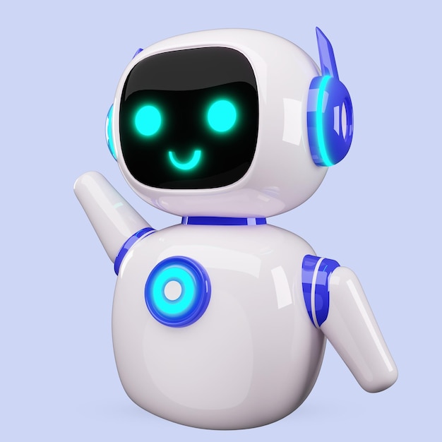 Happy robot 3d ai charakter chat bot maskot GPT chatbot ikone künstliche intelligenz