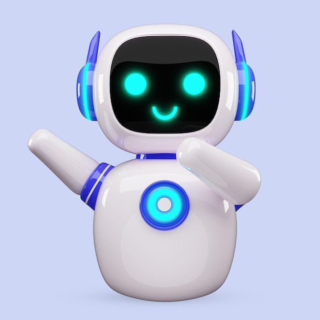 Happy robot 3d ai charakter chat bot maskot GPT chatbot ikone künstliche intelligenz