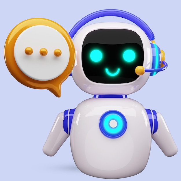 Happy robot 3d ai personaggio chat bot mascotte GPT chatbot icona intelligenza artificiale