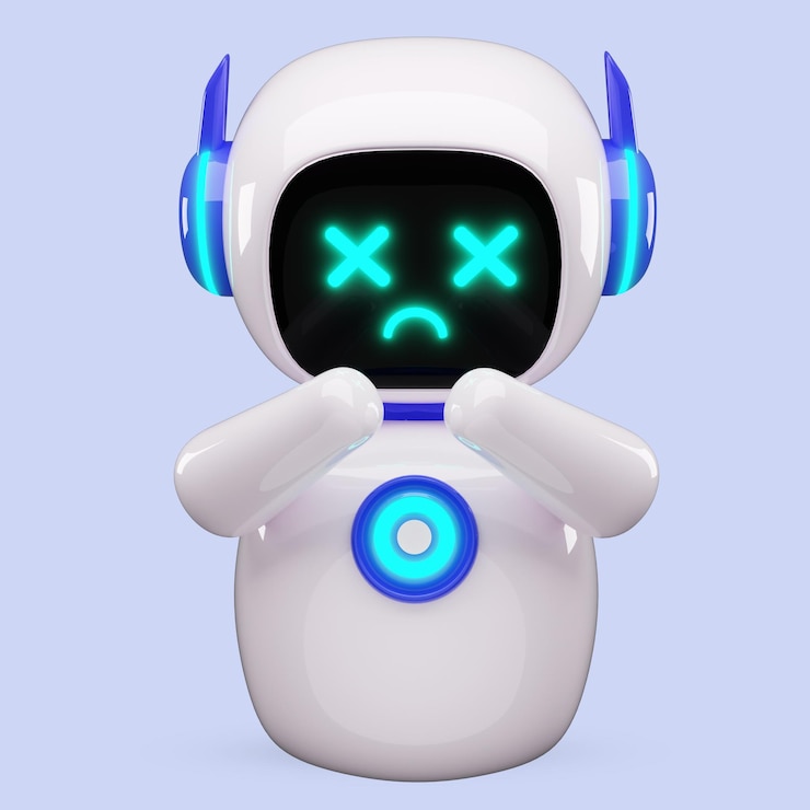 PSD happy robot 3d ai personaggio chat bot mascotte gpt chatbot icona intelligenza artificiale