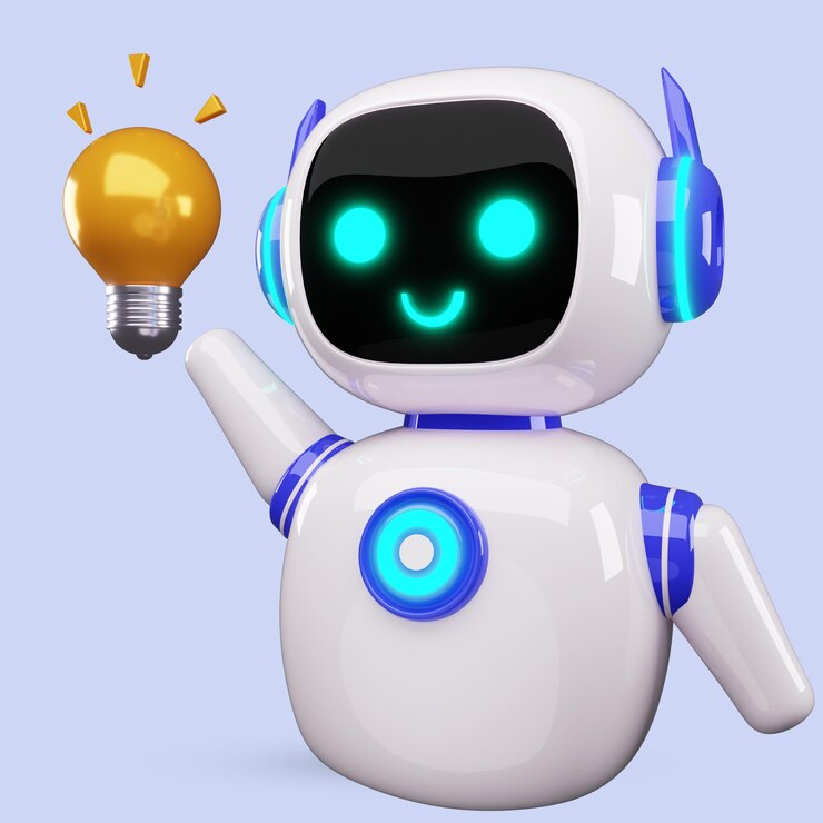 PSD happy robot 3d ai personaje chat bot mascota icono de chatbot gpt inteligencia artificial