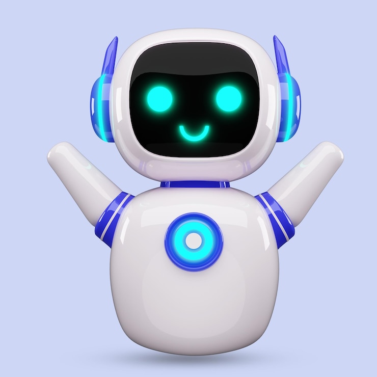 PSD happy robot 3d ai personaje chat bot mascota icono de chatbot gpt inteligencia artificial