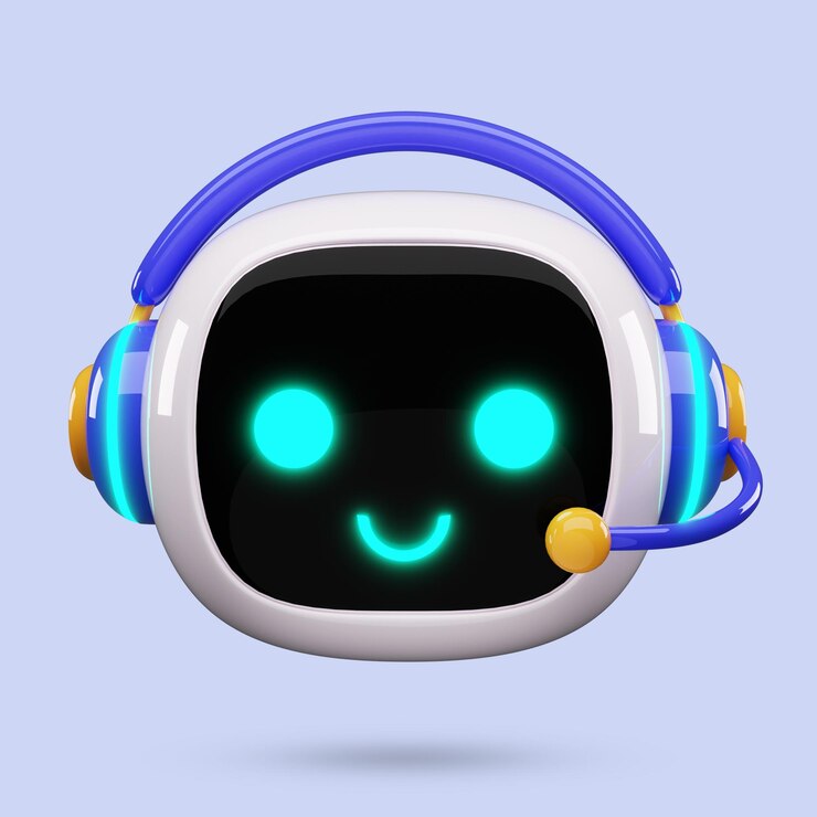 PSD happy robot 3d ai personaje chat bot mascota icono de chatbot gpt inteligencia artificial