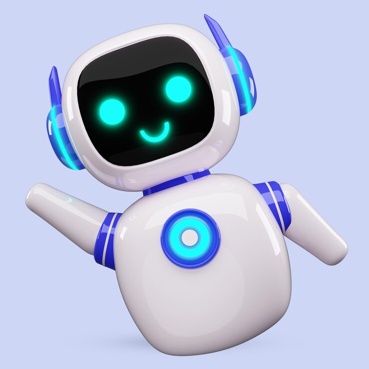 PSD happy robot 3d ai personaje chat bot mascota icono de chatbot gpt inteligencia artificial