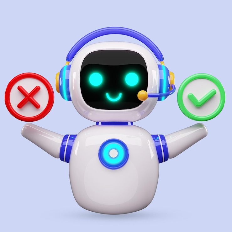 PSD happy robot 3d ai personnage chat bot mascotte gpt chatbot icône intelligence artificielle