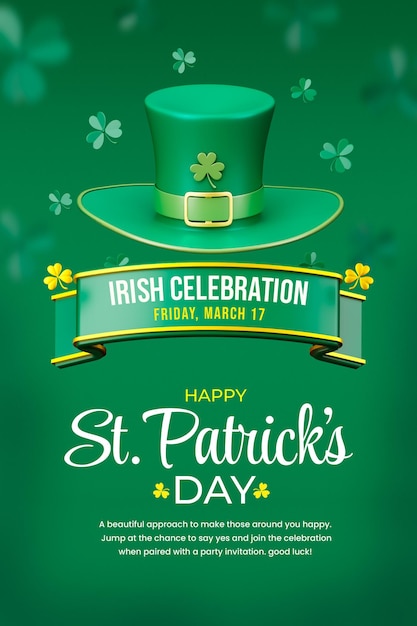 Happy Saint Patrick's Day 3D-Social-Media-Geschichten-Designvorlage