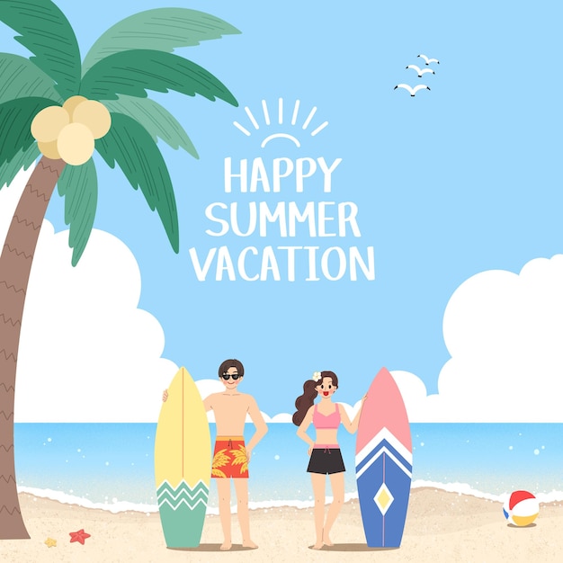 Happy Summer Vacation on the Beach