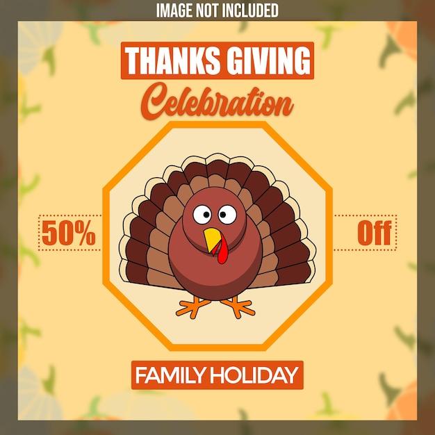 PSD happy thanks giving social media promotion und banner post design-vorlage