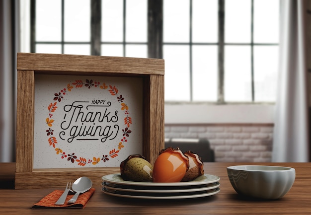 PSD happy thanksgiving day nachricht auf frame