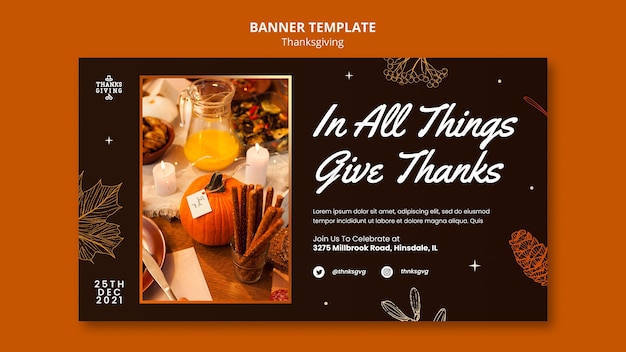 PSD happy thanksgiving horizontale bannervorlage